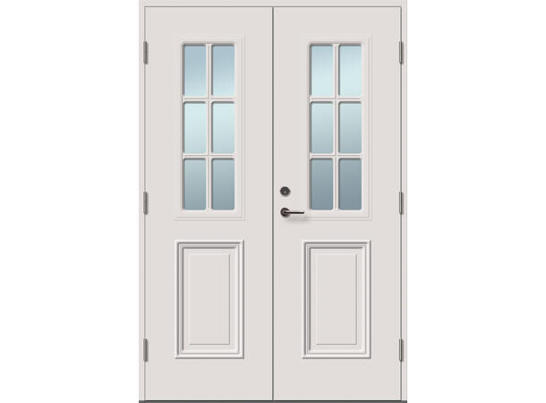 Tun 406 hvit Bryst.82 149/235 H 2-fløy likedelt, Klart glass FG sylinder 